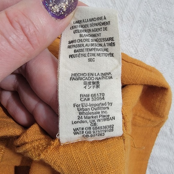 Free People Lula Apron Bib Open Back Midi Dress In Gold Size 8 Cotton - Picture 7 of 14